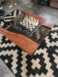 wooden and glass centre table