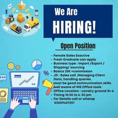 Female Sales executives required
