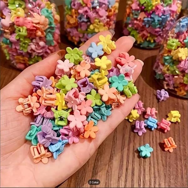Mini Flower Hair Claw Clips Set for Kids – Assorted Colors, Ideal Hair Accessories for Girls Aged 3-14 | Comfortable Non-Slip Grip for Fine Hair