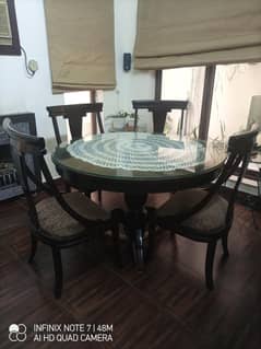 dining table with 4 chairs and glass top