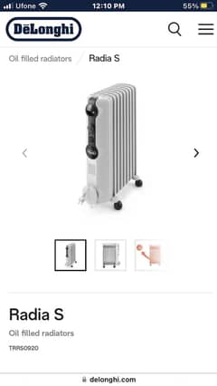 Delonghi oil filled imported radia S model heater like new