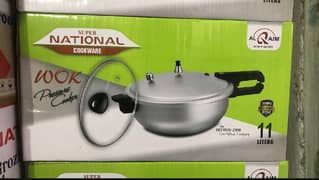 Super National Pressure Cooker 2 in 1 ( Wok + Glass Lid Cover Free )