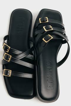 Brand:Ethnic.  Size:41.   Colour:black in leather