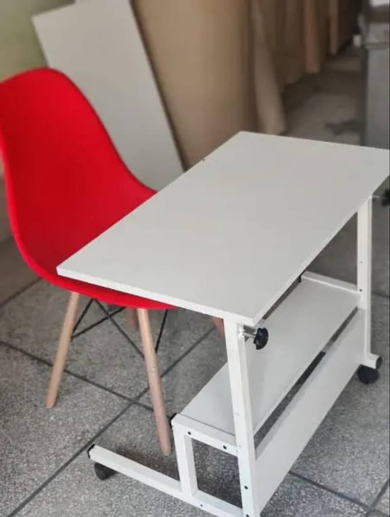 laptop table, study table, bedside table with bookshelfs & metal frame 1