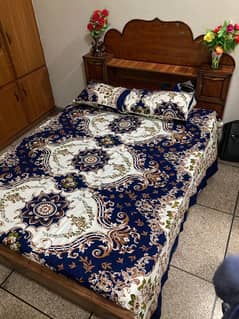 Wooden Double Bed With Mattress