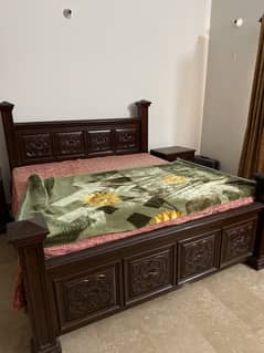 Solid Wood King Size Bed Set