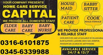 Maids /Baby Sitters / Patient care / Helper/ Cook / Office Boy /Guard