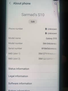 Samsung s10 dua sim pta approved only little bit panel dot