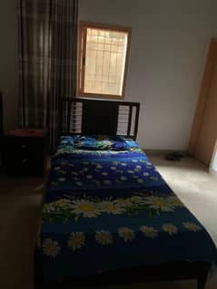 2 single bed with mattress & side table