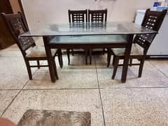 Dining Table // 6 Seater Dining Table // Wooden(Top Glass)Dining Table