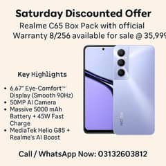 Realme C 65 8/256 Box pack available