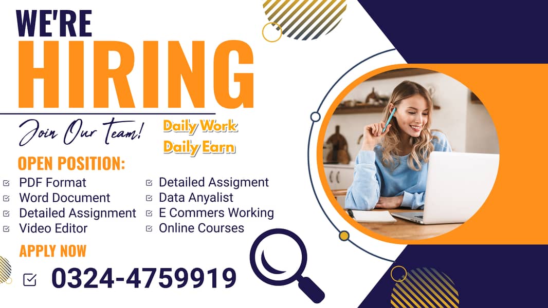 Online Job / Typing job / Assignment Job / Data Entry Job / part time 0