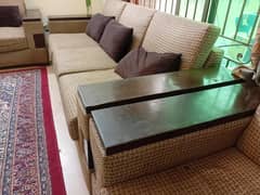 Sofa Set 7 Seater Jute Style Used Hard Wood Structure Couch Arrange