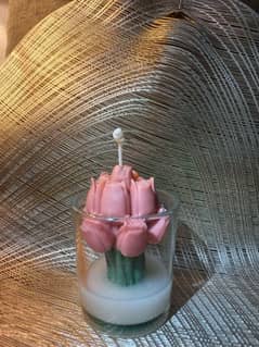 Tulip Candles incased in round glass jars