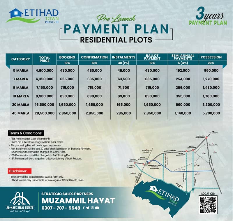 Installment Option Lahore Best Location Etihad Town Phase 3 7 Marla Plot Available 1