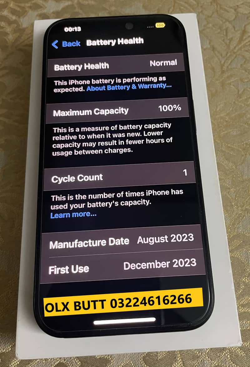 Apple iPhone 15 Pro 10/10 condition open box 1 cycle count 100%BH 3
