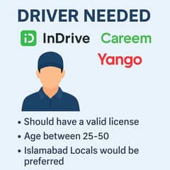 Drivers for InDrive, Careem, Yango