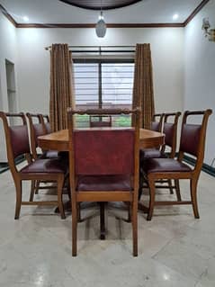 Pure Wood Dining Table with 8 Chairs