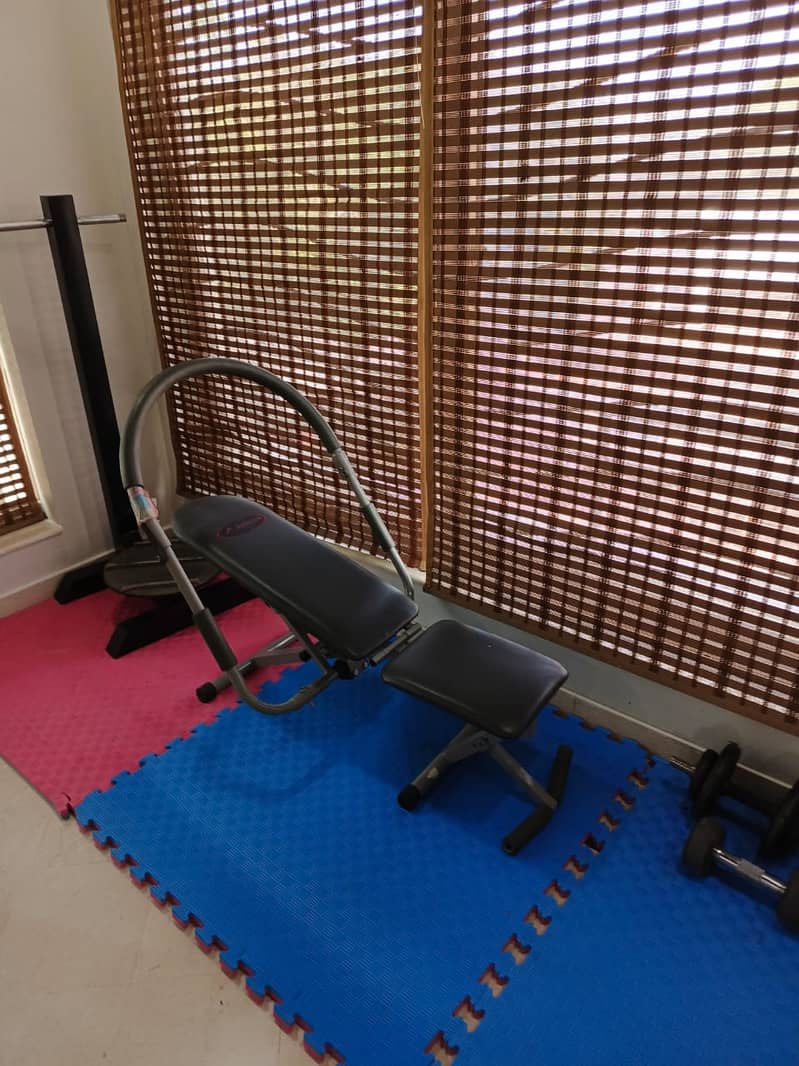 Multiple Exercise Machine|Treadmill|weights plates|bicep dumbbells 3
