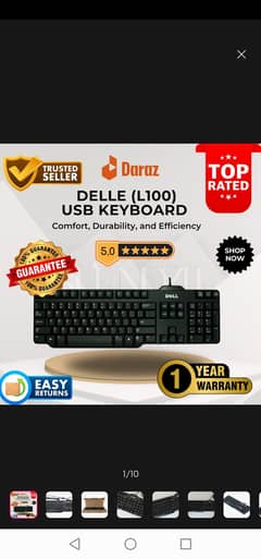 Dell Wired USB Keyboard L100 Delivery All over pakistan