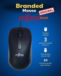 Fujitsu USB Ps2 3 Button Wheel Laser Mouse