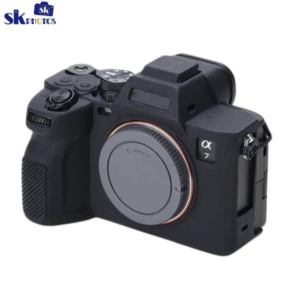Camera Case for Sony A74 A7M4 A7IV- Protective Silicone DSLR Skin Cover, Detachable Cage, Shockproof, Dustproof Black