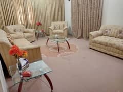 Elegant 7-Seater Gold Sofa Set – Great Condition, Must Sell!