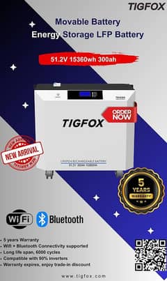 TIGFOX51.2V 300Ah Lithium battery 5year warranty wifi+ Bluetooth