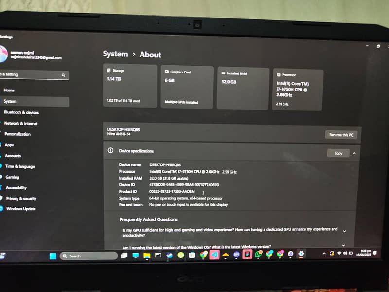 Acer laptop Ulta gaming nitro 0