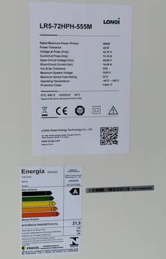 Longi 555W A Grade solar plate, single glass (Few months used)