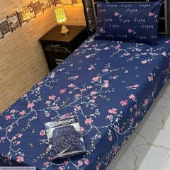 4 Pcs cotton Salonica printed single bed sheet