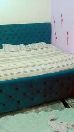 king size bed almost new with side table. . with brand new mattress
