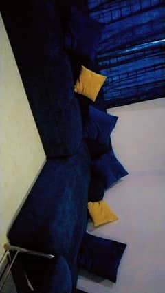L shape navy blue clr sofa for sale .