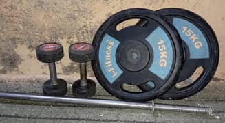 Rod and 2 plates 15kg each