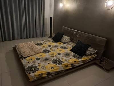 Modern Low-Profile Wooden Bed with 2 side table (Without Mattress)