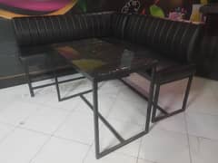 Coffee Table with L shape benches