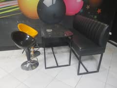 2 stools 1 bench and a coffee table
