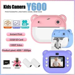 Dual Lens 1080P instant Print Digital Camera  Rechargeable Shockproof