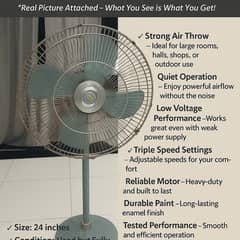 (24” Industrial Pedestal Fan – Heavy Duty Cooling Power 