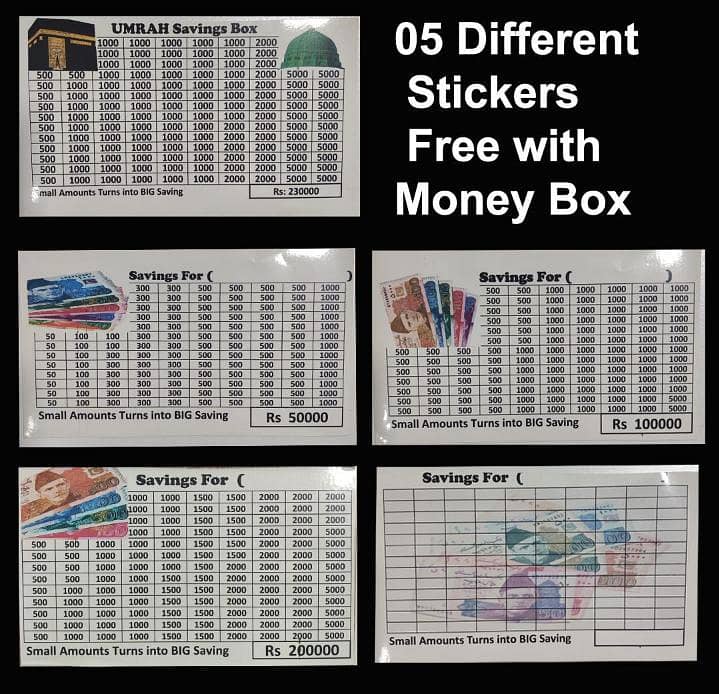 Umrah saving box with 5 diffrent stickers 1