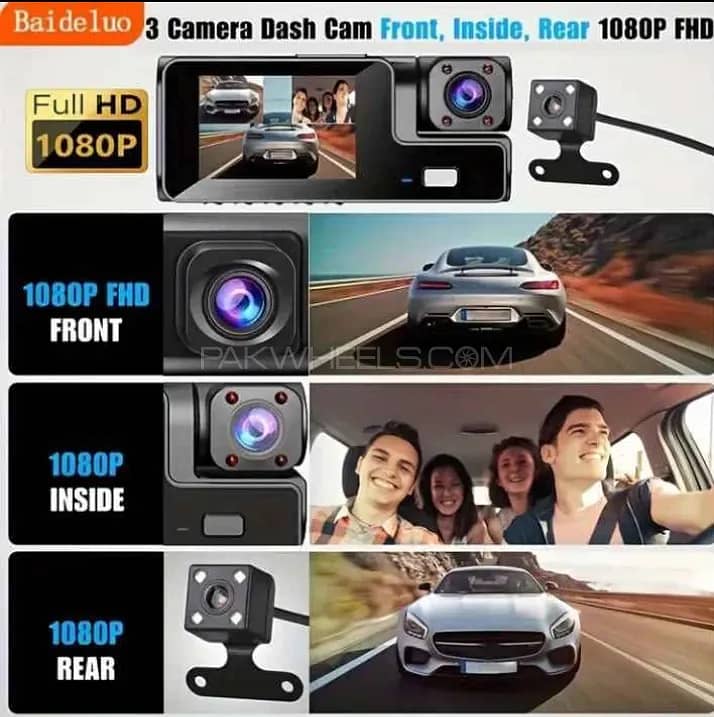 3 Camera Car Driving Recorder with 32GB memory card Support Recording 10