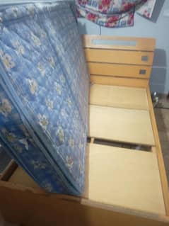 Single Wooden Bed with Mattress for Sale