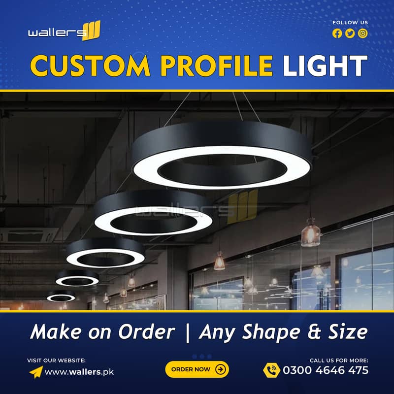 Custom Profile Hanging Linear Light | Any Shape and Size 0
