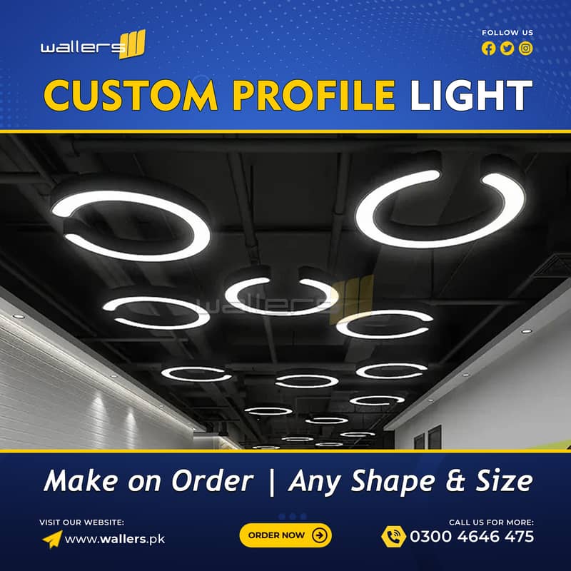 Custom Profile Hanging Linear Light | Any Shape and Size 2