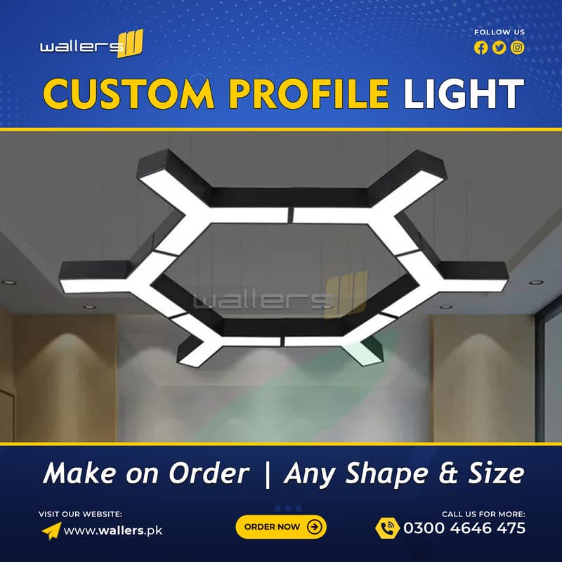 Custom Profile Hanging Linear Light | Any Shape and Size 4
