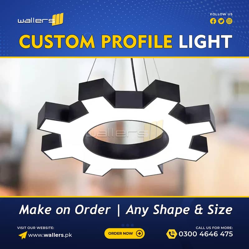 Custom Profile Hanging Linear Light | Any Shape and Size 6