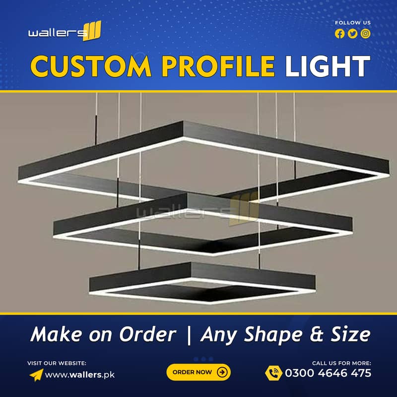 Custom Profile Hanging Linear Light | Any Shape and Size 7