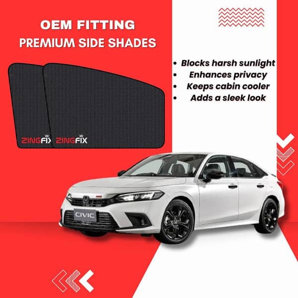Zingfix Premium Mesh Foldable Side Window Shades for Honda Civic (2023-2025)