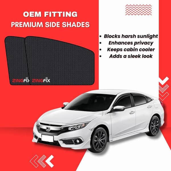Zingfix Premium Mesh Foldable Side Window Shades for Honda Civic (2016-2021)