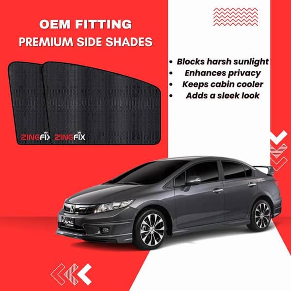 Zingfix Premium Mesh Foldable Side Window Shades for Honda Civic (2012-2016)